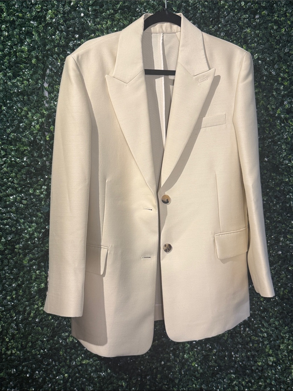The Frankie Shop Cream Single-Breasted Blazer